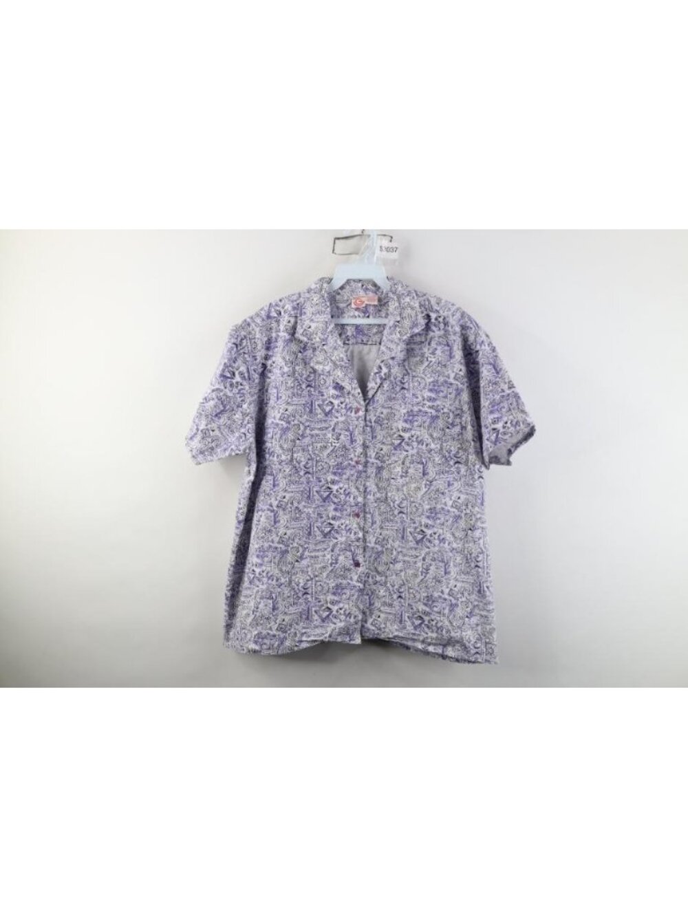 Vintage 90s Streetwear Womens Large Abstract Camp Collar Button Shirt Cotton